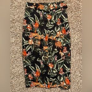 Tropical Oasis Midi Pencil Skirt